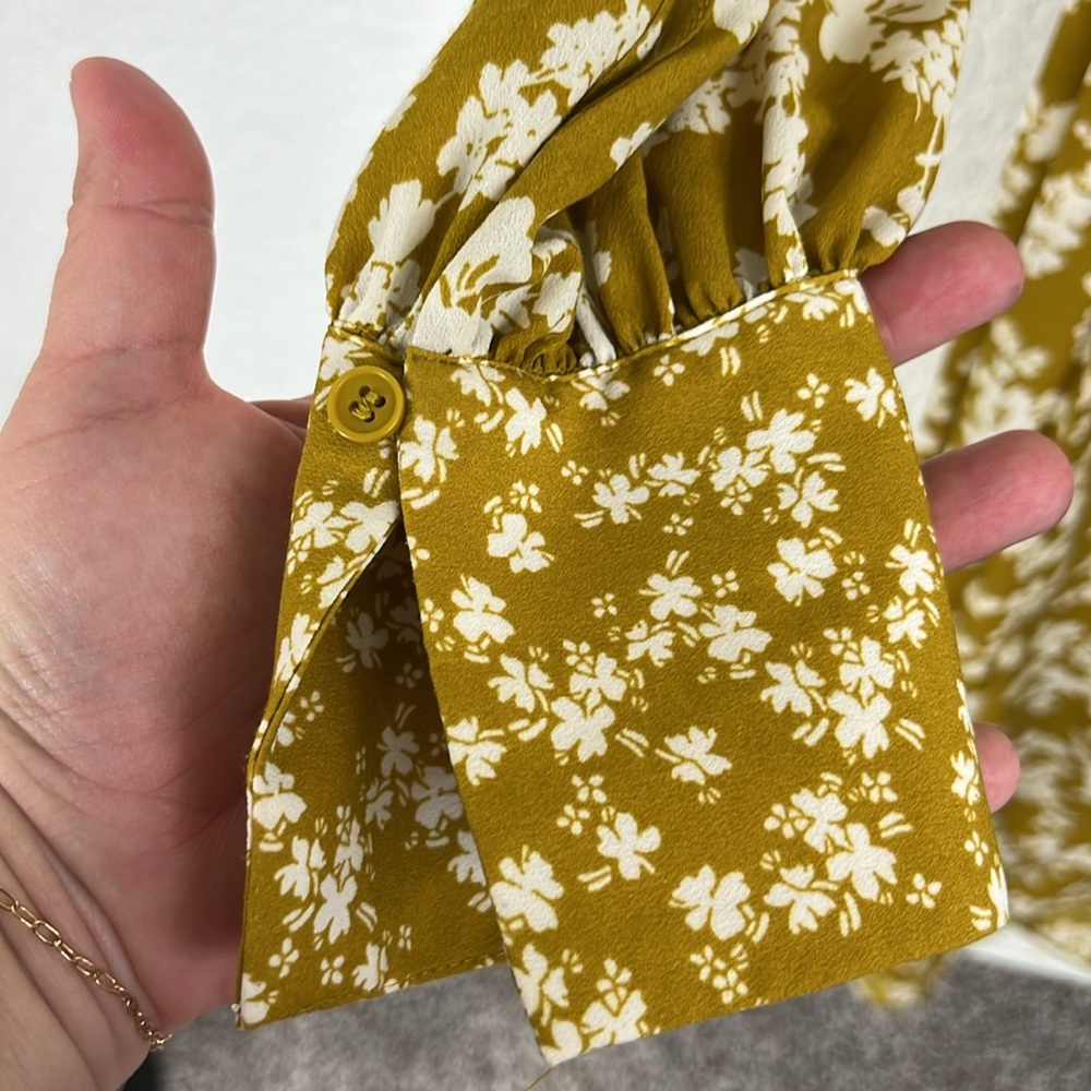 French Connection Bruna Light Mid Floral Midi Shirt Dress Yellow - Picture 5 of 15